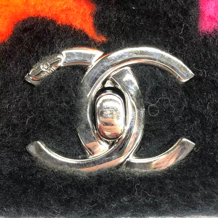 Chanel Medium Flap Bag Shearling and Leather Pop Art N.5 Silver Hardware