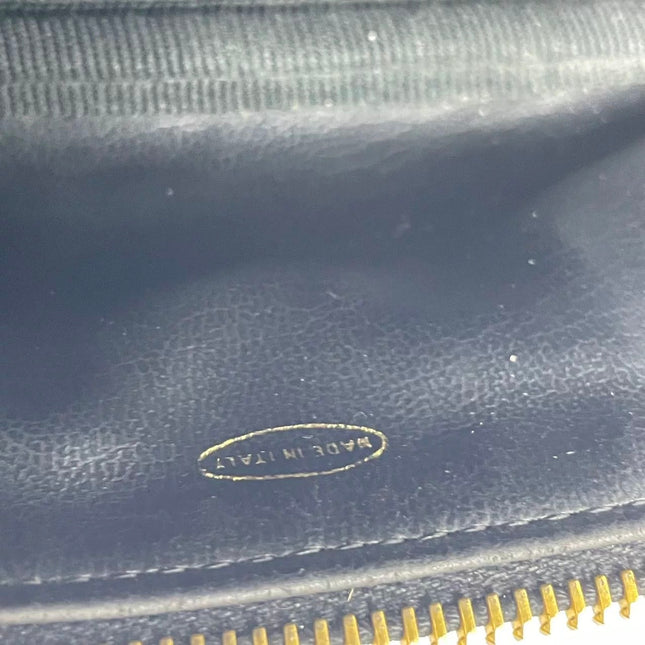 Chanel Vanity Case 1991-1994 Calfksin Leather Black Zip Opening Makeup Bag