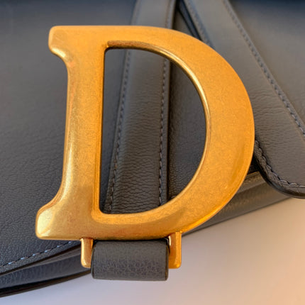Sold Dior Saddle Blue Grey Medium Leather Handbag