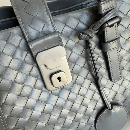 Bottega Veneta Roma Handbag Intrecciato Nappa Leather Grey Small 30cm