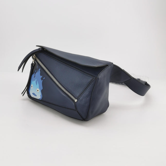 Loewe x Howl's Moving Castle Studio Ghibli Calcifer Puzzle Belt Bag Small Navy
