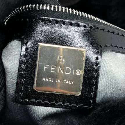 Fendi Mamma Baguette Black Faux Fur Shoulder Bag