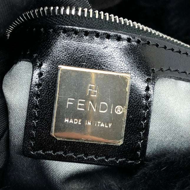 Fendi Mamma Baguette Black Faux Fur Shoulder Bag