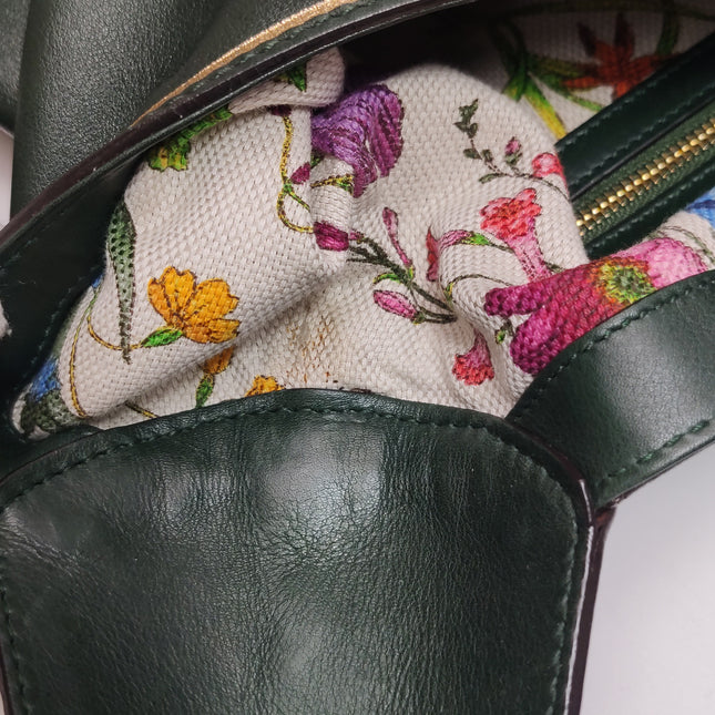 Gucci Jackie Soft Medium Green Leather Shoulder Bag With Strap