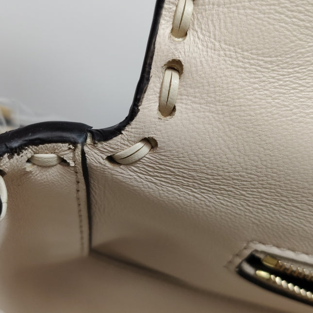 Fendi Baguette Selleria Medium Off White Cream Calfskin Leather Crossbody Bag Medium