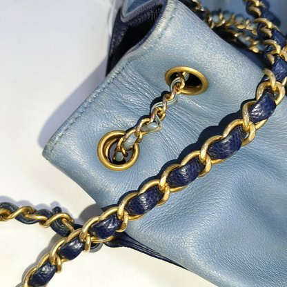 Chanel CC Lovely Chained Bucket Bag Lambskin Leather Navy Gold HW, 2018-19