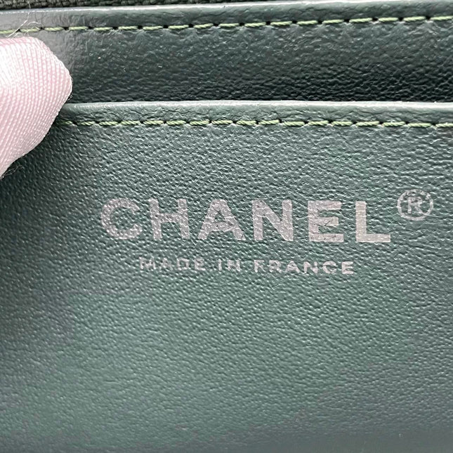 Chanel Classic Flap Mini Rectangular 2019 Green Lambskin Leather Silver Hardware