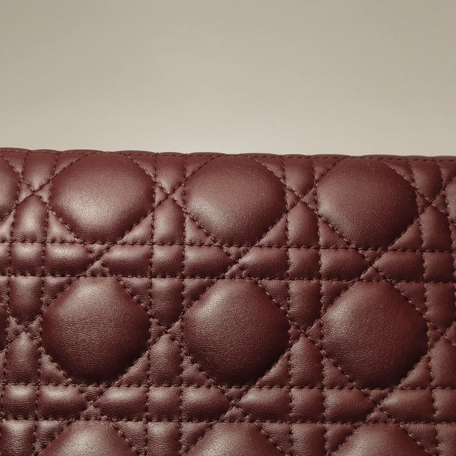 Lady Dior Large Bag Burgundy Lambskin Cannage Leather