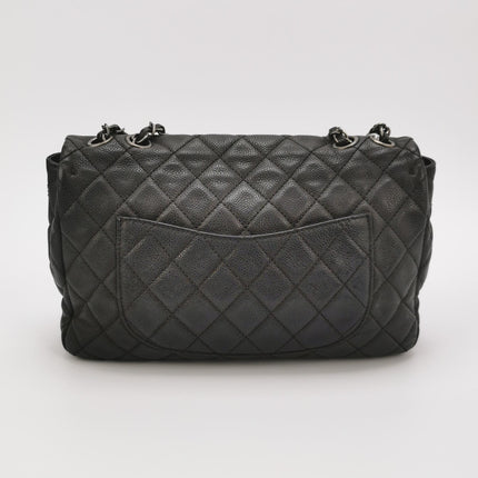 Chanel Now and Forever Large Jumbo Flap Bag Black Lambskin Silver Hardware