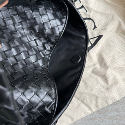Bottega Veneta Hop Black Intrecciato Leather Maxi Hobo Bag 54cm