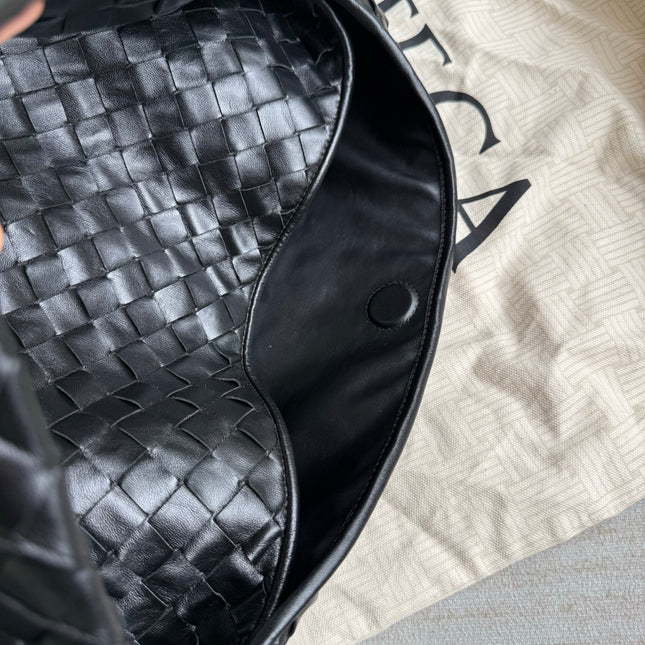Bottega Veneta Hop Black Intrecciato Leather Maxi Hobo Bag 54cm