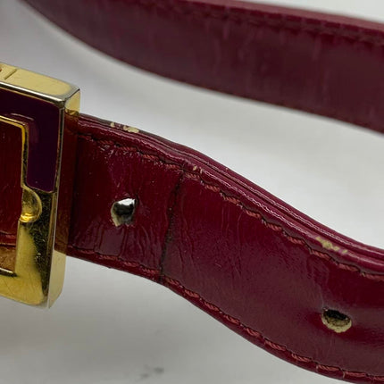 Fendi Baguette Pink Patent Leather Striped Gold Hardware Shoulder Bag