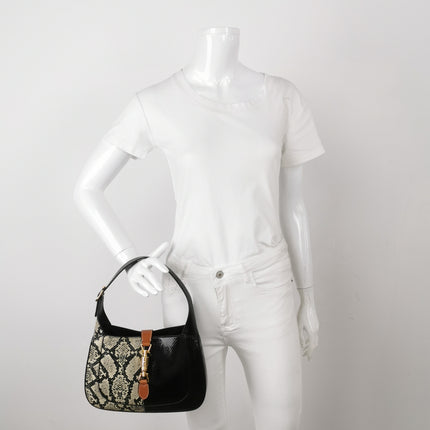 Gucci Jackie 1961 Small Multicolor Calfskin and Python-skin Leather Black With Strap