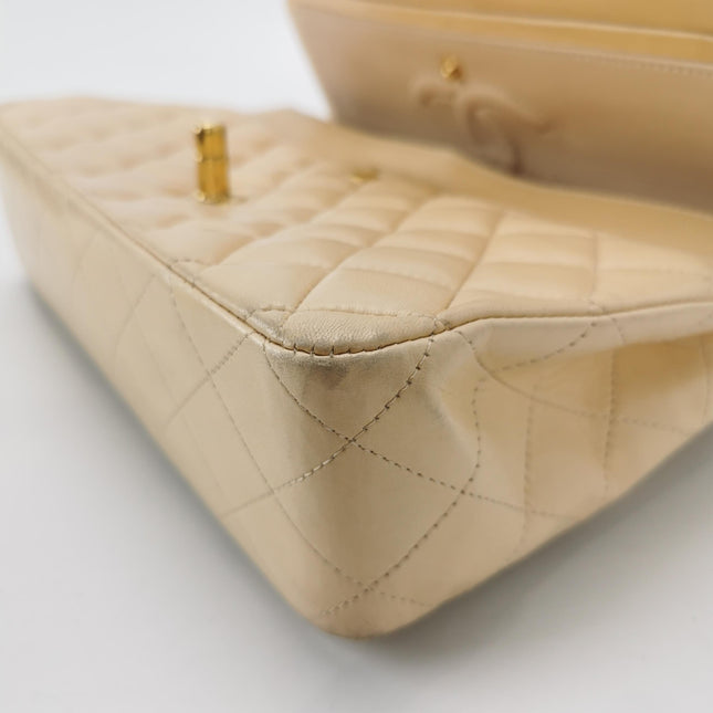 Chanel Classic Flap Medium Beige Lambskin Leather with Gold HW, 2009