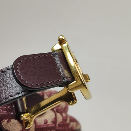 Dior Saddle Medium Burgundy Oblique Monogram Canvas with Strap