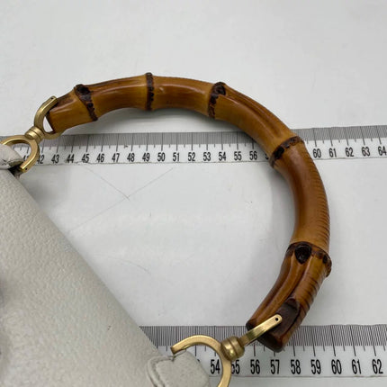 Gucci Bamboo 1947 Top Handle Bag White Grained Leather Medium