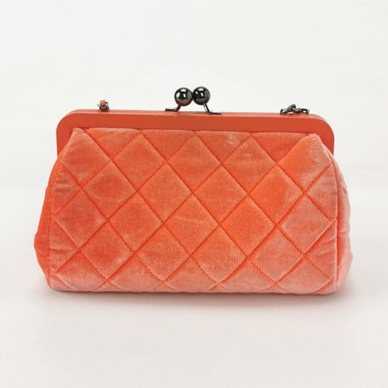 Chanel KissLock Coral Orange Velvet Crossbody Bag