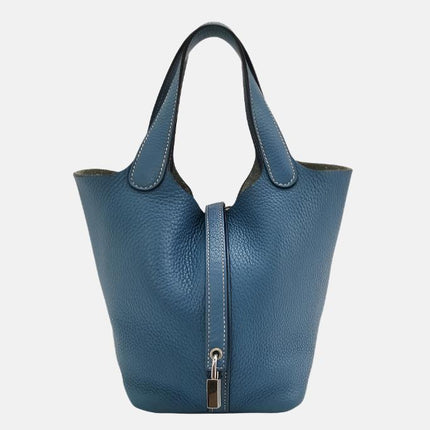 Hermes Picotin 18 Clemence Taurillon Leather Blue Jean 2015-Luxbags