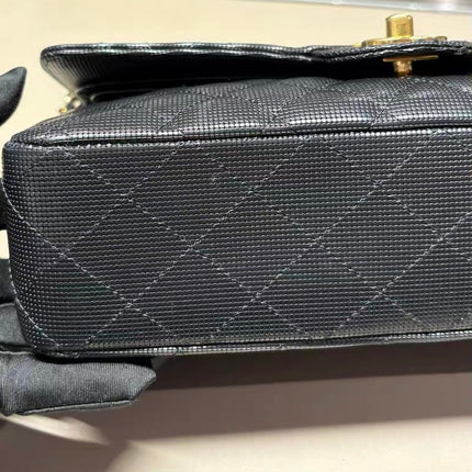 Chanel Classic Flap Medium 2016 Black Pixel Effect Calfskin Leather Gold Hardware