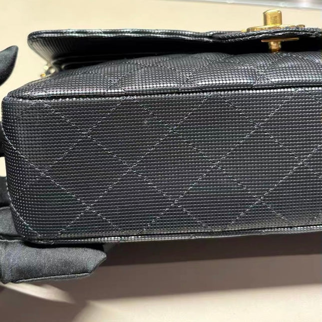 Chanel Classic Flap Medium 2016 Black Pixel Effect Calfskin Leather Gold Hardware