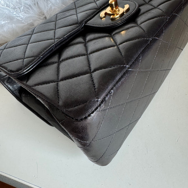 Chanel Double Sided Small Classic Flap Black Lambskin Leather 24k Gold Hardware, 1996-1997