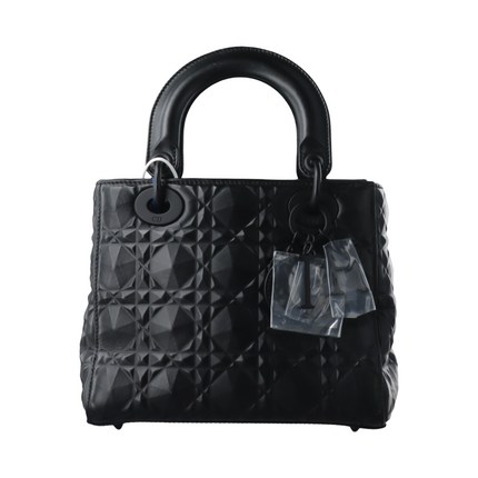 Lady Dior Small My Abcdior So Black Diamond Motif Caflskin Leather-Luxbags