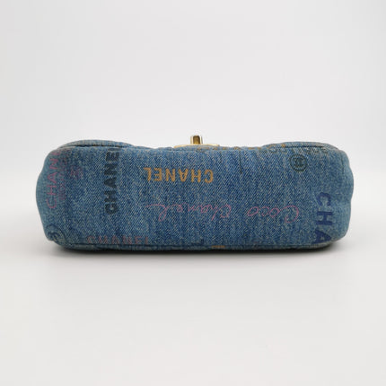 Chanel Classic Flap Mini Rectangular Blue Denim Jeans Gold Hardware Microchip