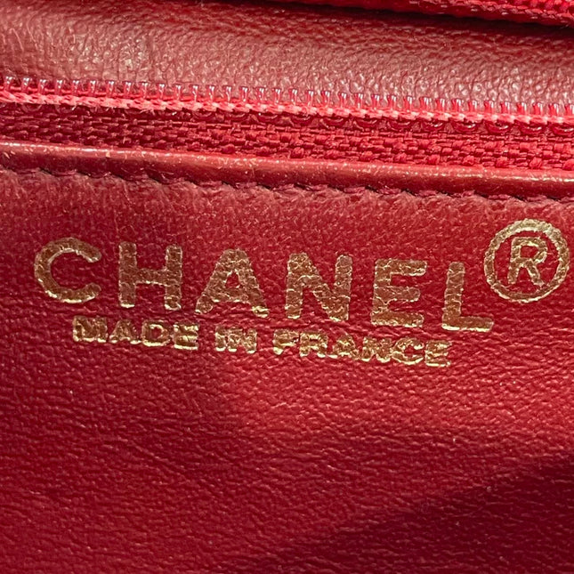 Chanel Vintage Classic Flap Bi-color Beige Perforated Leather and Red Leather Strap Bag, 2000-2002