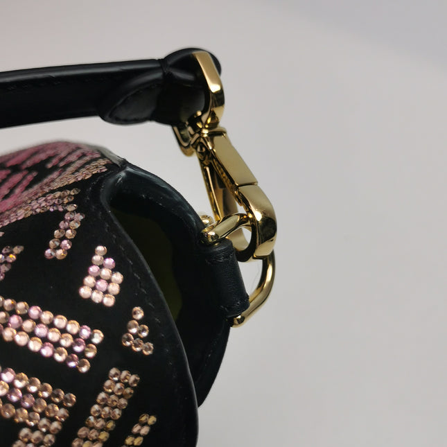 Fendi x Versace Baguette Black Suede With Multi-color Crystal Embellishment