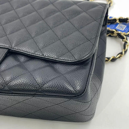 Chanel Classic Flap Jumbo 2009 Black Caviar Leather Single Flap Gold Hardware
