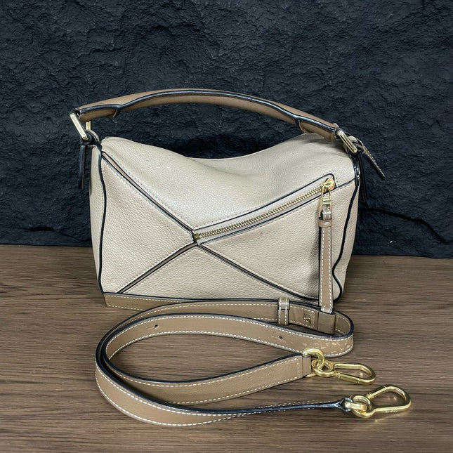 Loewe Puzzle Small Sand Beige Brown Strap Crossbody Bag