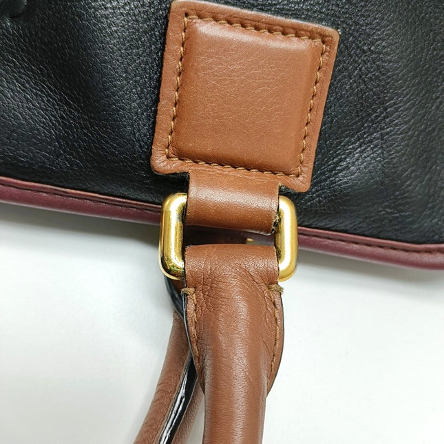 Loewe Amazona 29 Tricolor Black Burgundy Brown Leather Top Handle Bag