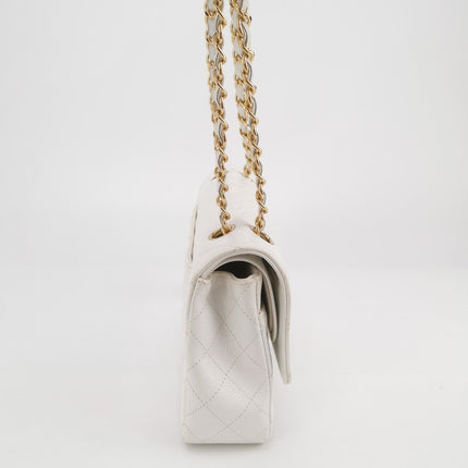 Chanel Classic Flap Medium 2010 White Caviar Leather Gold Hardware