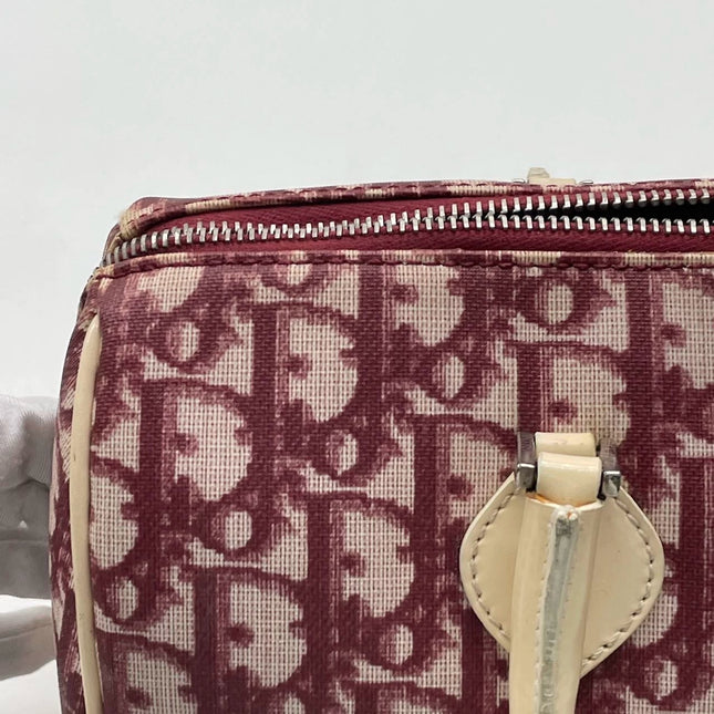 Dior No. 1 Rasta Trotter Bowling Bag Red Oblique Canvas White Patent Leather