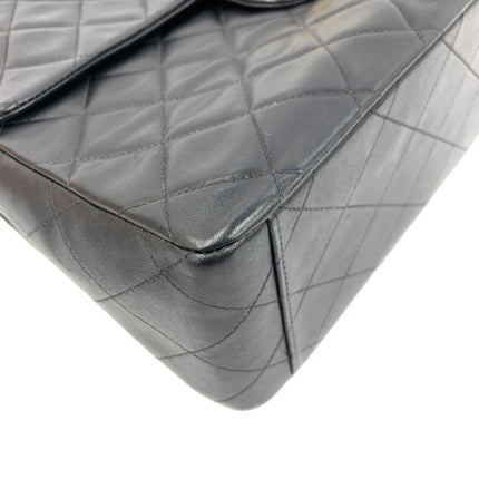 Chanel 1996 Vintage Classic Maxi Flap Black Lambskin Leather Giant CC 24 Gold Hardware