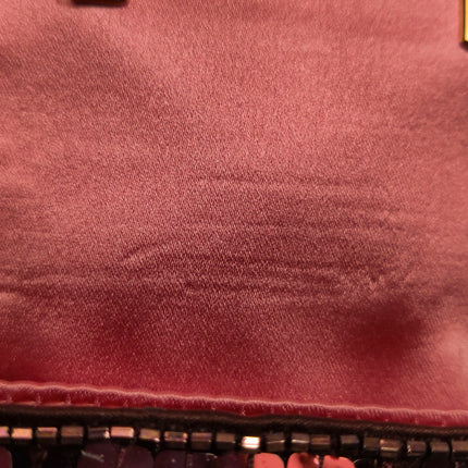 Fendi Nano Baguette Charm Red Sequins Satin Interior Chain Strap