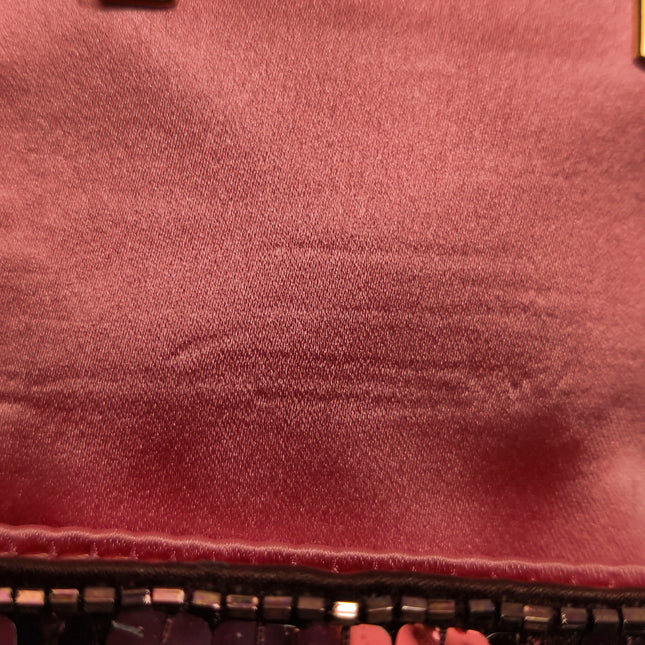 Fendi Nano Baguette Charm Red Sequins Satin Interior Chain Strap