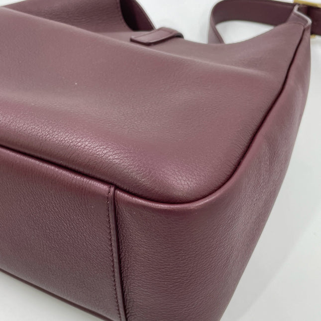 Yves Saint Laurent YSL Le 5 A 7 Hobo Small Burgundy Calfskin Shoulder Bag