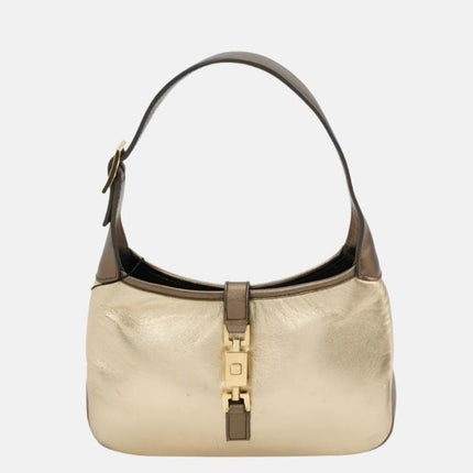 Gucci Jackie Vintage Mini Gold Lambskin Leather Brown Calfskin Leather-Luxbags