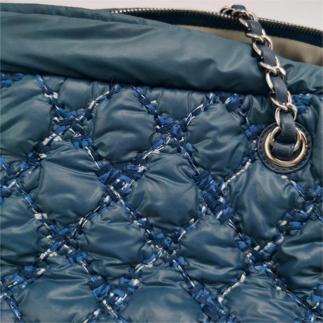 Chanel Paris-Byzance Tweed On Stitch Navy Nylon Bag