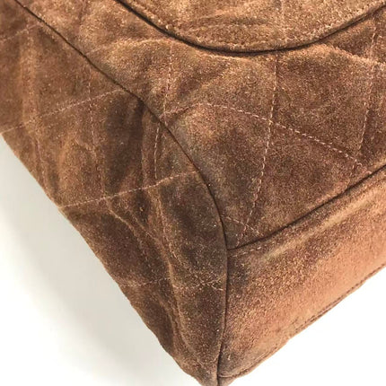 Chanel Vintage Kelly Brown Suede Leather Shoulder Bag Silver Hardware, 1996-1997
