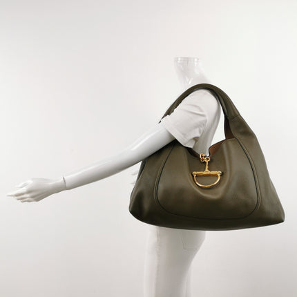 Gucci Softbit Maxi Shoulder Bag Olive Green Calfskin Leather 2024