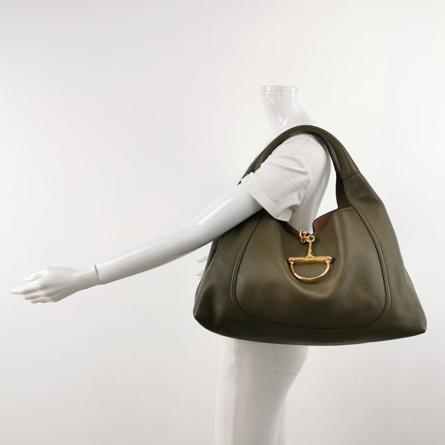 Gucci Softbit Maxi Shoulder Bag Olive Green Calfskin Leather 2024
