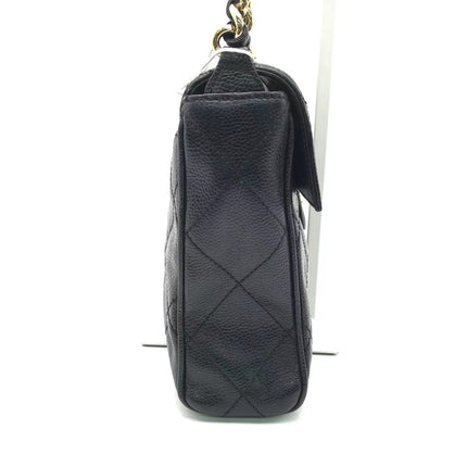 Chanel Single Flap Black Caviar Leather Vintage 24k Gold