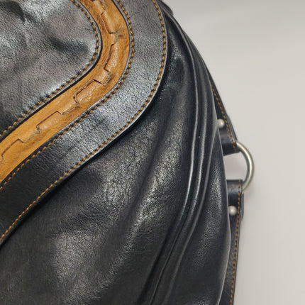 Dior Vintage Gaucho Large Black Leather Crossbody Bag