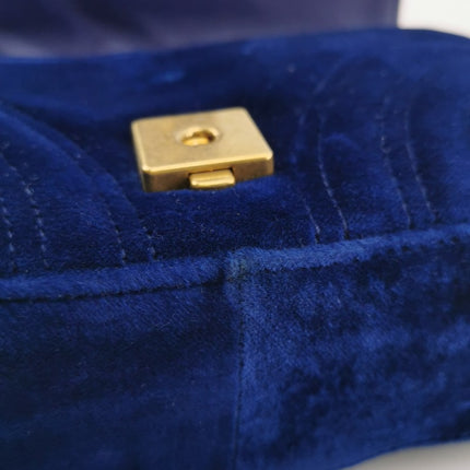 Gucci Marmont Mini Flap Navy Velvet Handbag