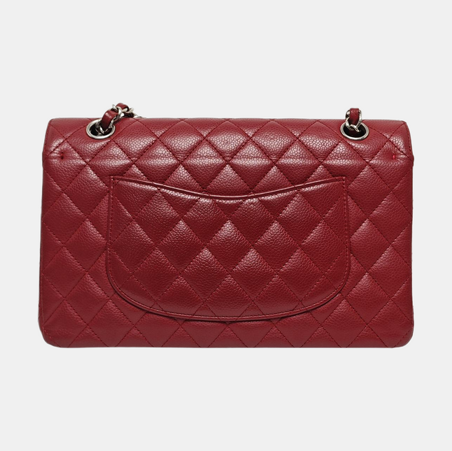 Chanel Classic Flap Medium 2008 Burgundy Caviar Leather Silver Hardware