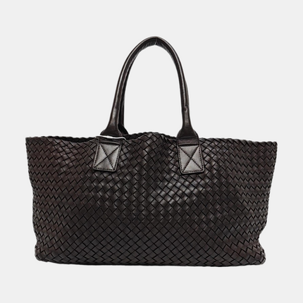 Bottega Veneta Cabat Tote Intreccio Leather Dark Chocolate Brown 40cm