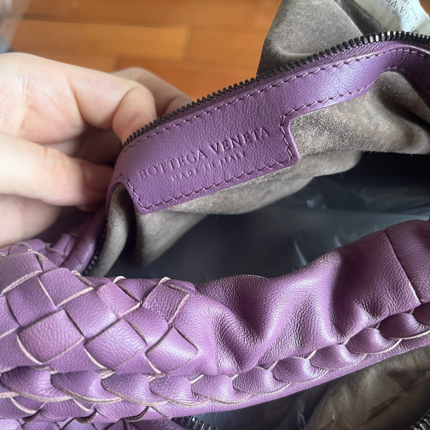 Sold Bottega Veneta Hobo Bag Lambskin leather Purple Medium 40cm