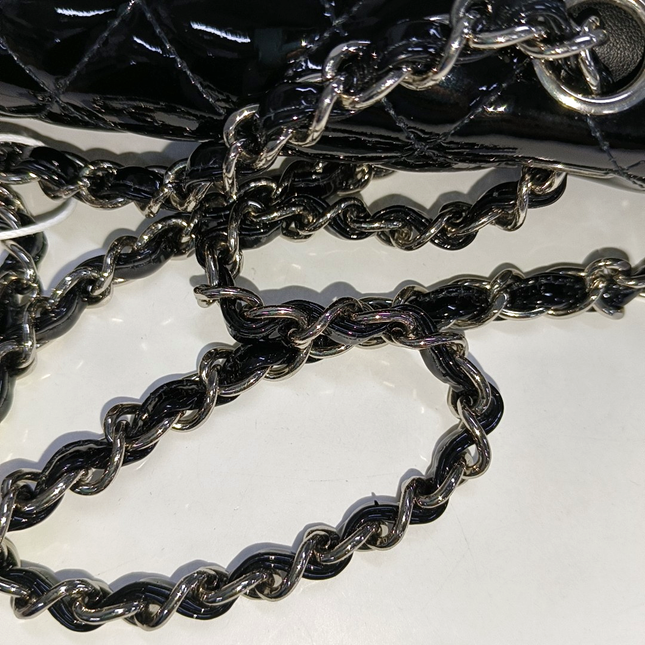Chanel Classic Flap Medium Black Patent Leather Silver HW, 2010-2011